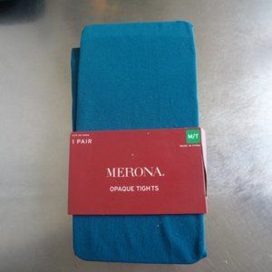 Pair Merona Royal Teal Blue Tights Opaque M/T NEW